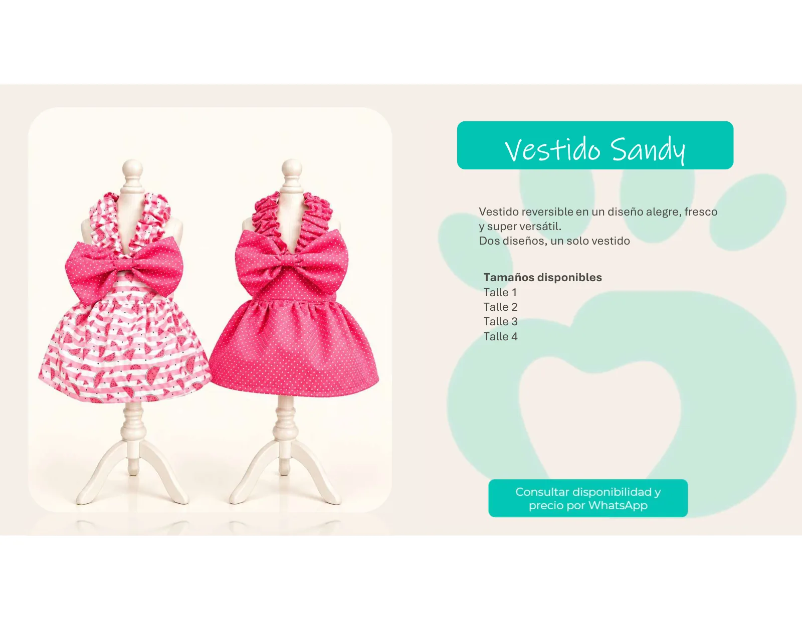 Página 6 de 33: Vestido reversible en un diseño alegre, fresco y super versátil. Dos diseños, un solo vestido Vestido Sandy Tamaños disponibles Talle 1 Talle 2 Talle 