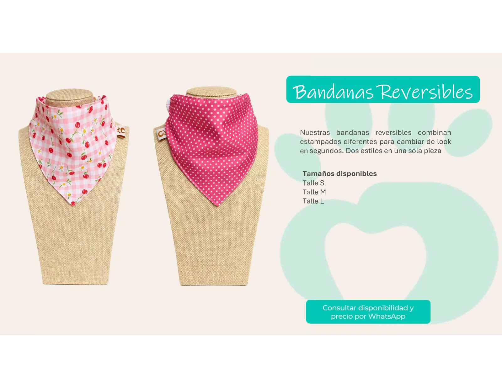Página 12 de 33: Tamaños disponibles Talle S Talle M Talle L Nuestras bandanas reversibles combinan estampados diferentes para cambiar de look en segundos. Dos estilos