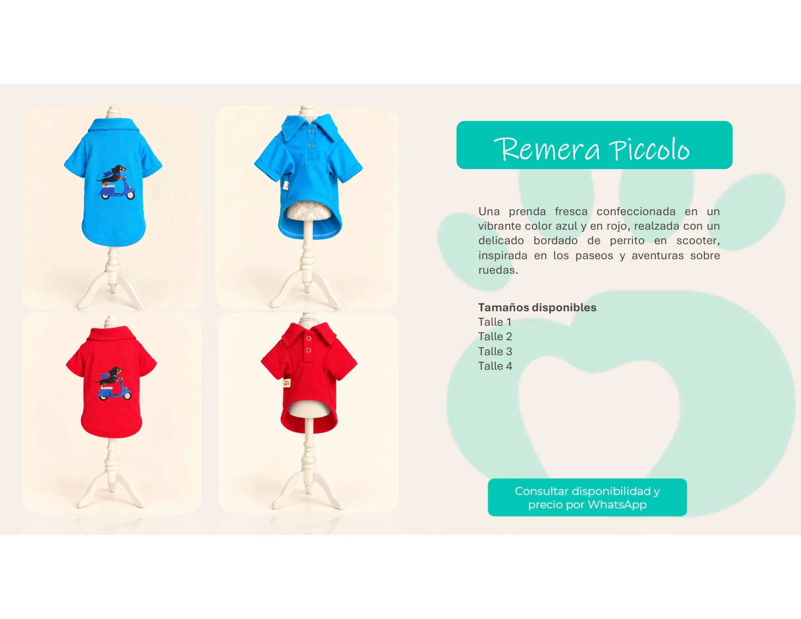 Página 20 de 33: Tamaños disponibles Talle 1 Talle 2 Talle 3 Talle 4 Una prenda fresca confeccionada en un vibrante color azul y en rojo, realzada con un delicado bord