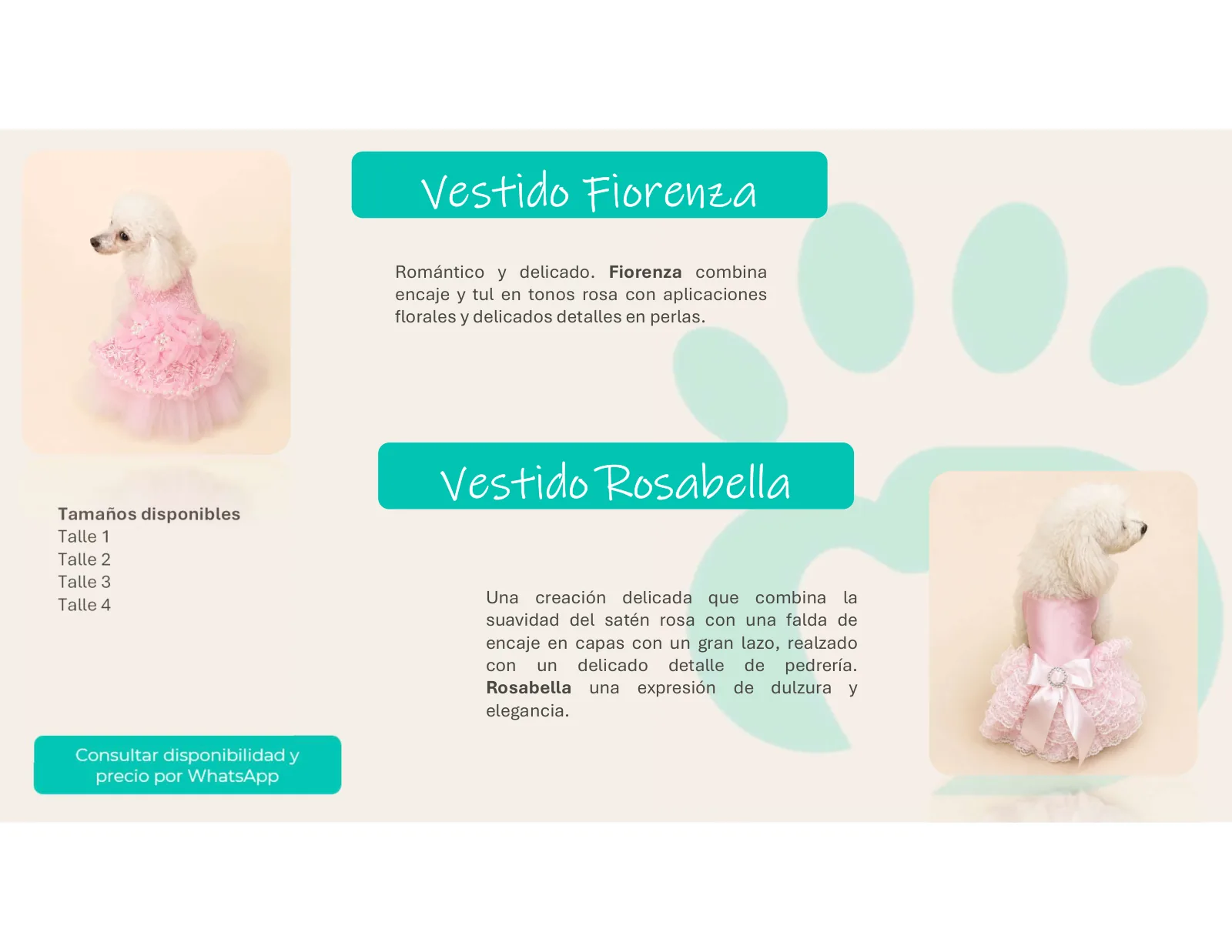 Página 27 de 33: Tamaños disponibles Talle 1 Talle 2 Talle 3 Talle 4 Romántico y delicado. Fiorenza combina encaje y tul en tonos rosa con aplicaciones florales y deli